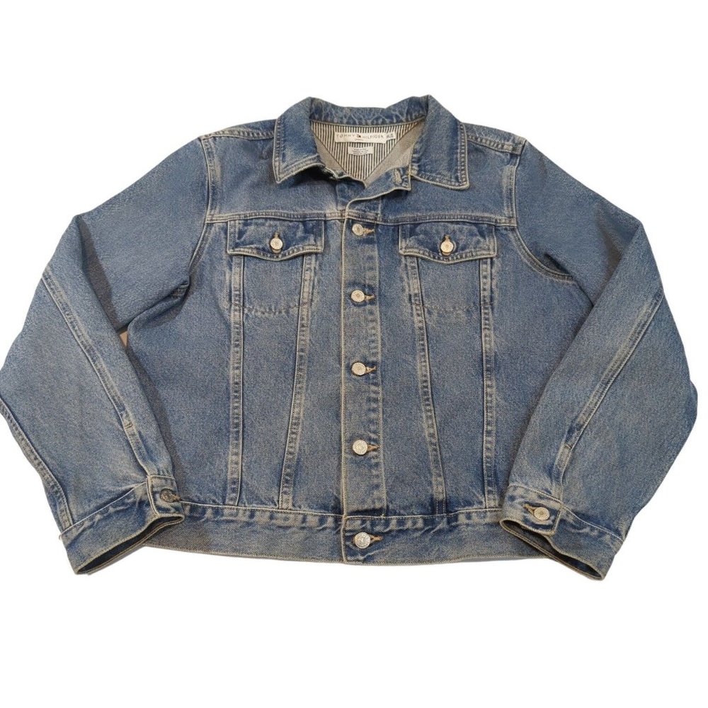 Vintage Tommy Hilfiger Denim Jacket Trucker Jean Women's XL BLUE Made In USA